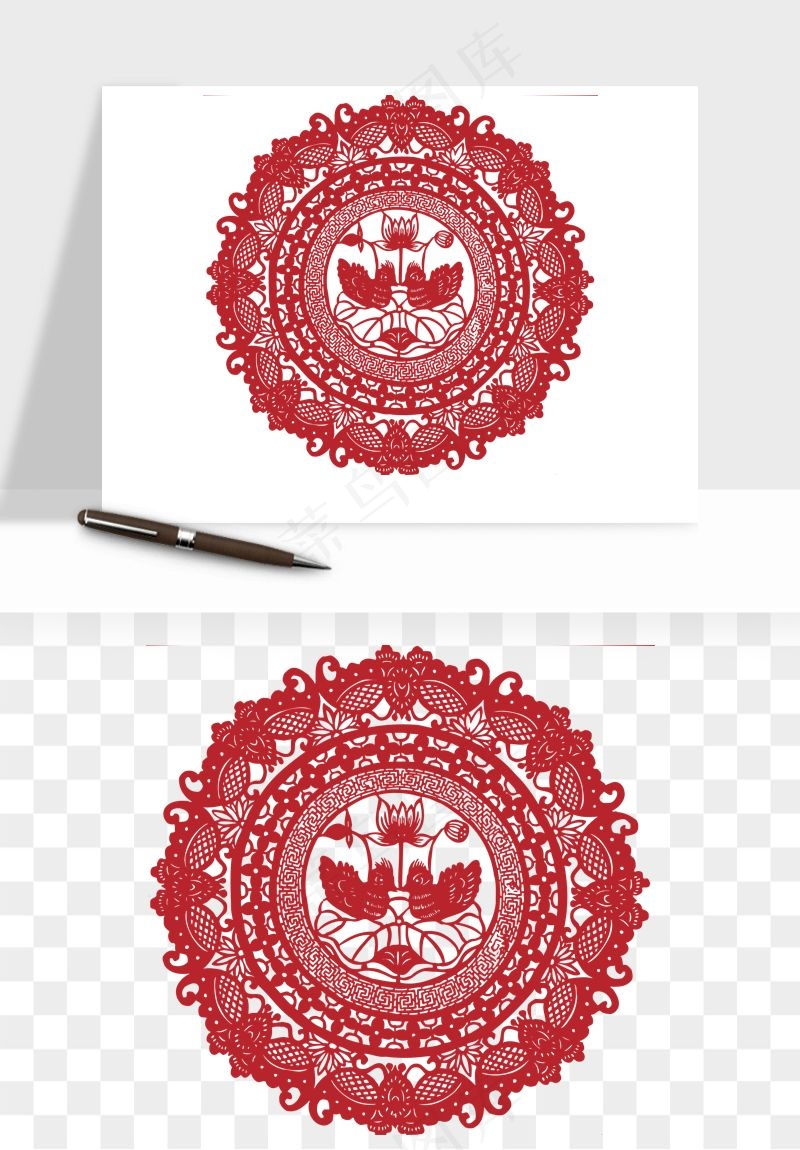 传统窗花剪纸图案png免抠