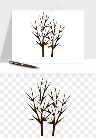 雪树枯树冬天树木png免抠