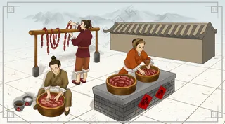 卡通 香肠 古代 插画 制作