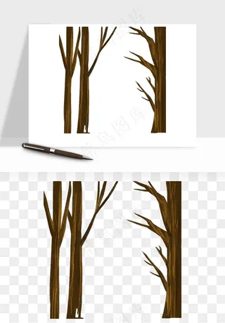 卡通树干枯树树林png免抠