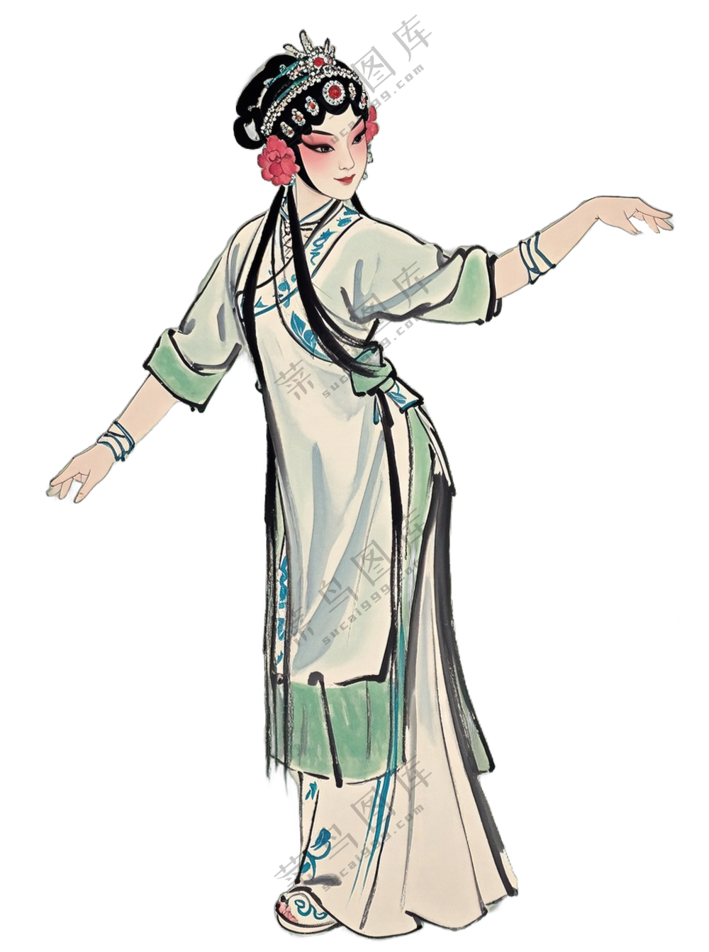 免抠中国画写意京剧花旦人物