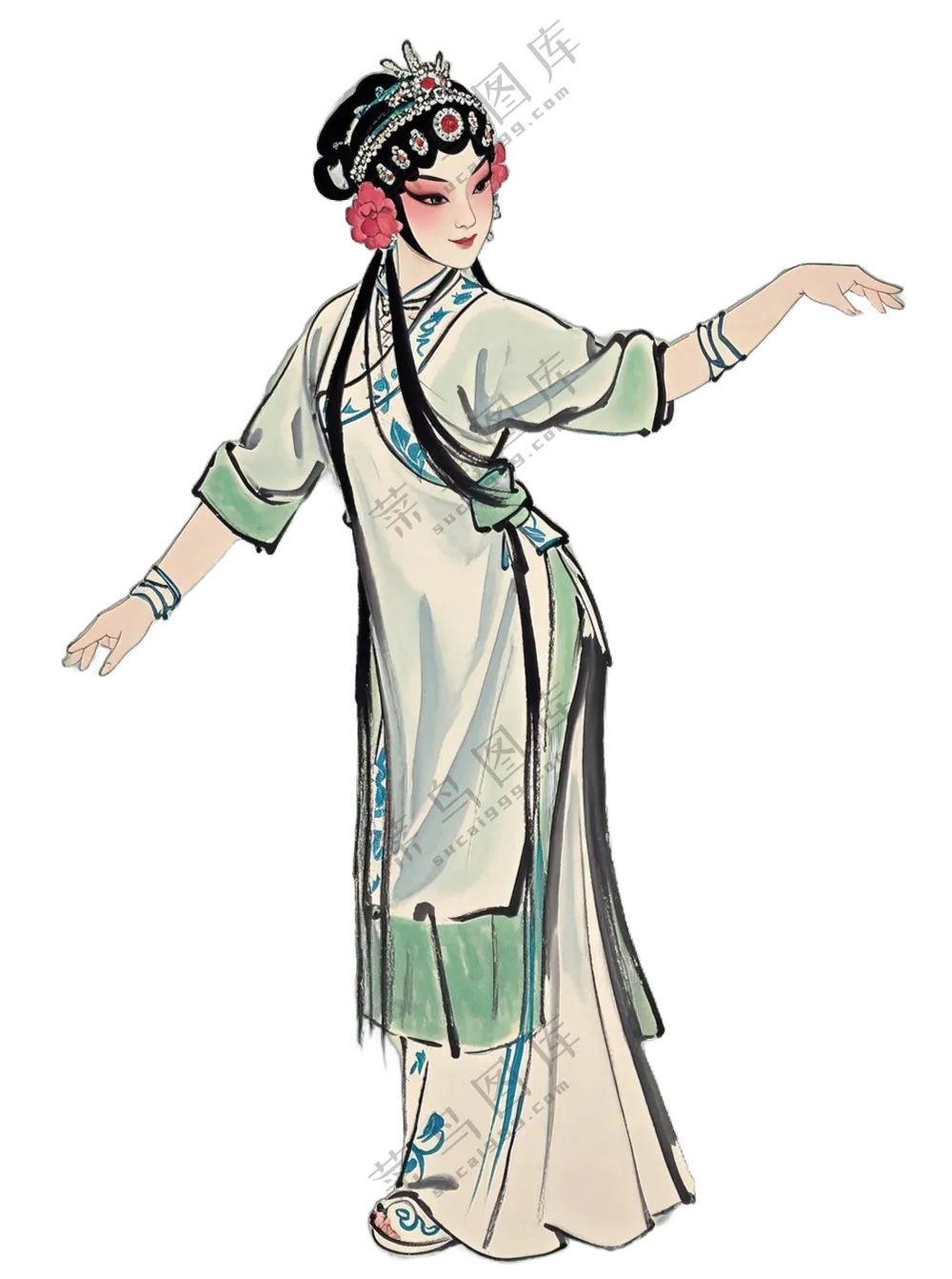 免抠中国画写意京剧花旦人物