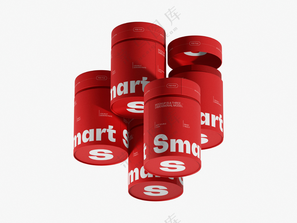 红色高档茶叶牛皮纸罐贴图样机零食包装vi设计展示PS模板-08