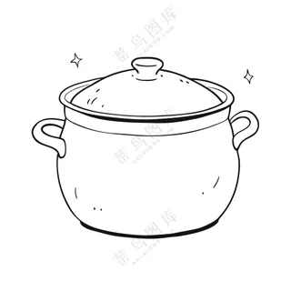 简约线条手绘瓦罐坛子