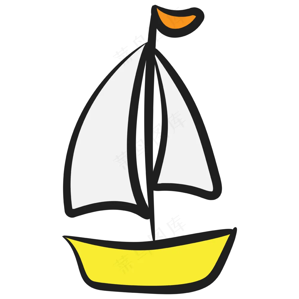 小帆船 手绘简笔画