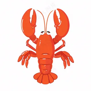 大龙虾海洋海鲜卡通插画免抠