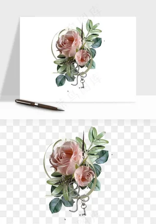 复古花卉相框欧式png免抠