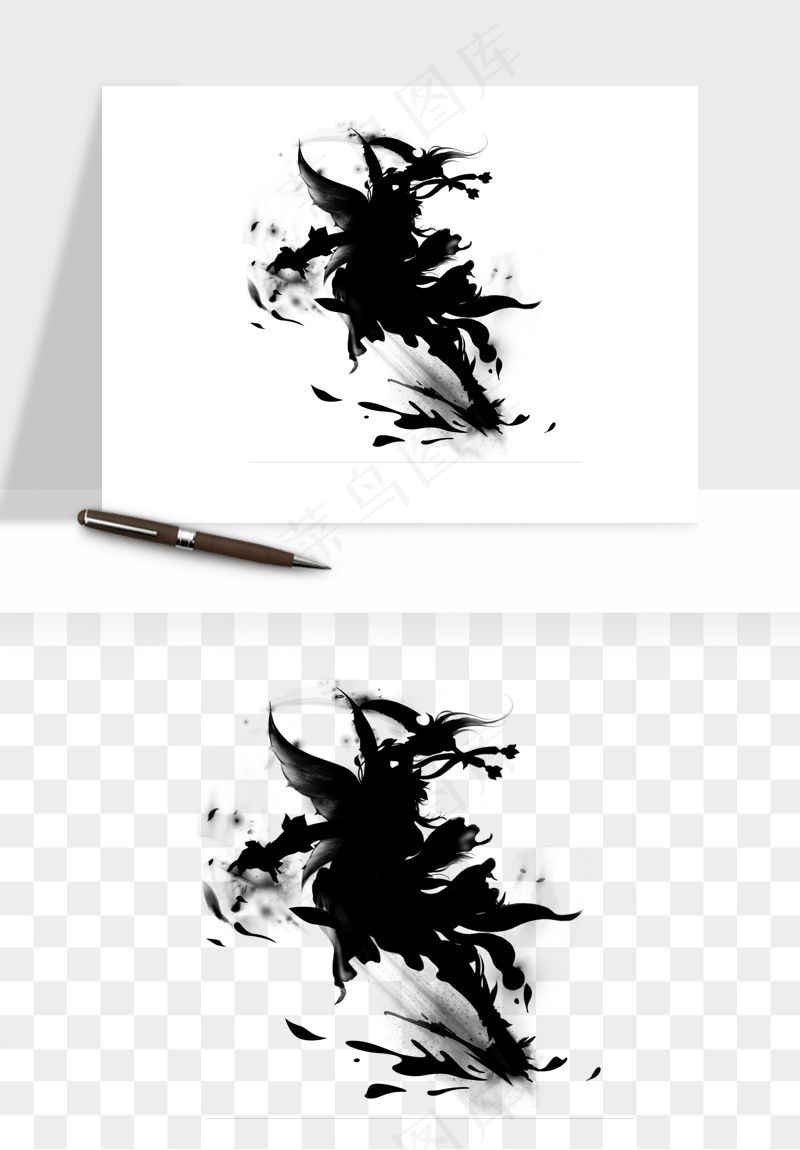 水墨江湖侠客武侠剪影png免抠