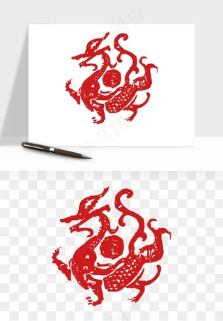 十二生肖剪纸中式纹样图案png免抠