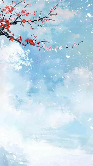 冬天白雪覆盖寒冷唯美雪景大寒插画背景