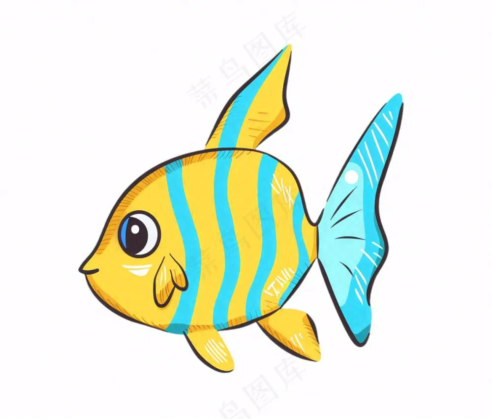 海洋鱼类海鲜卡通插画免抠