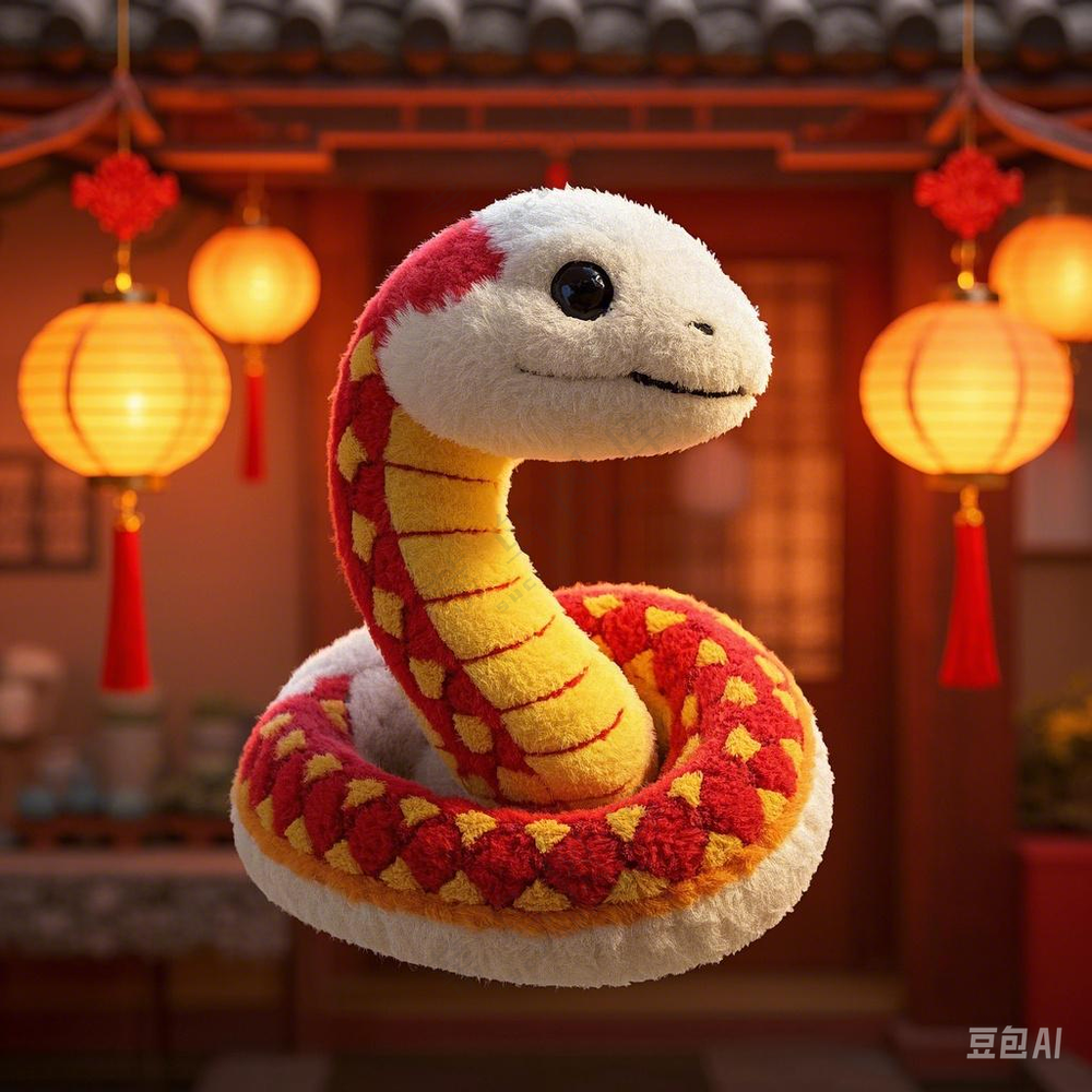 春节 蛇年毛绒蛇生成 