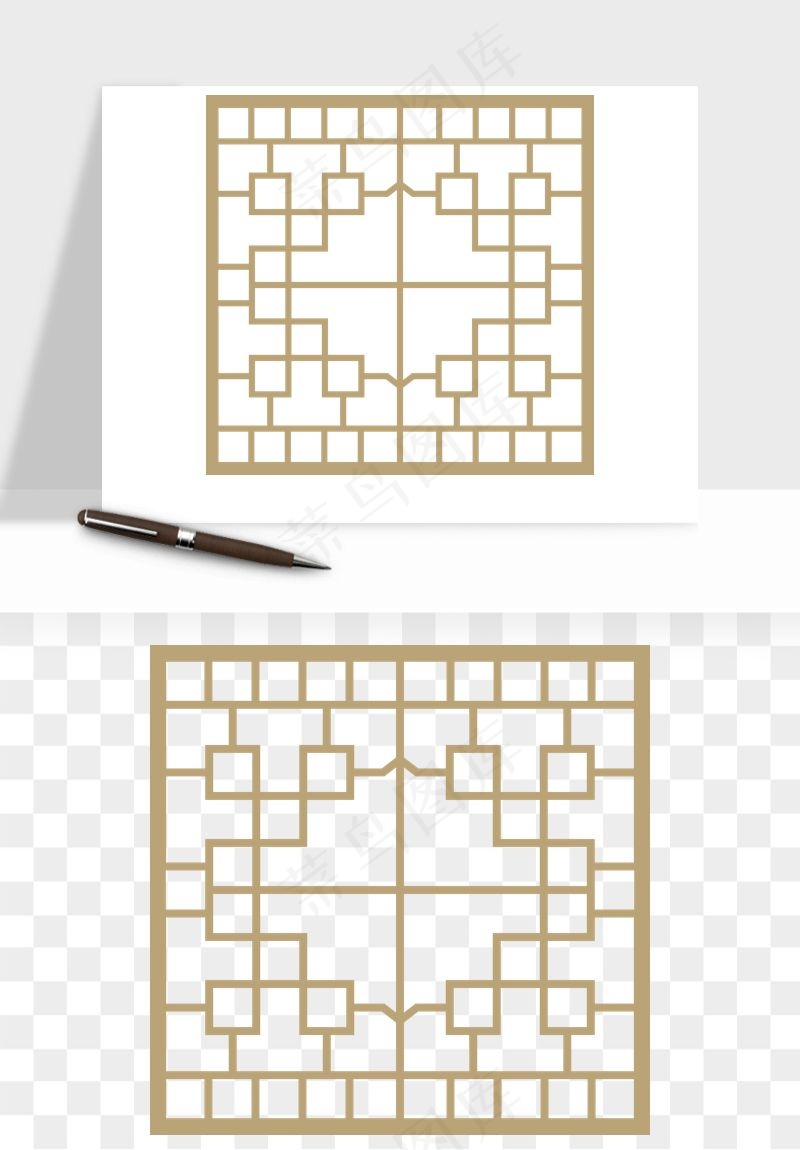 中式镂空古典图案png免抠