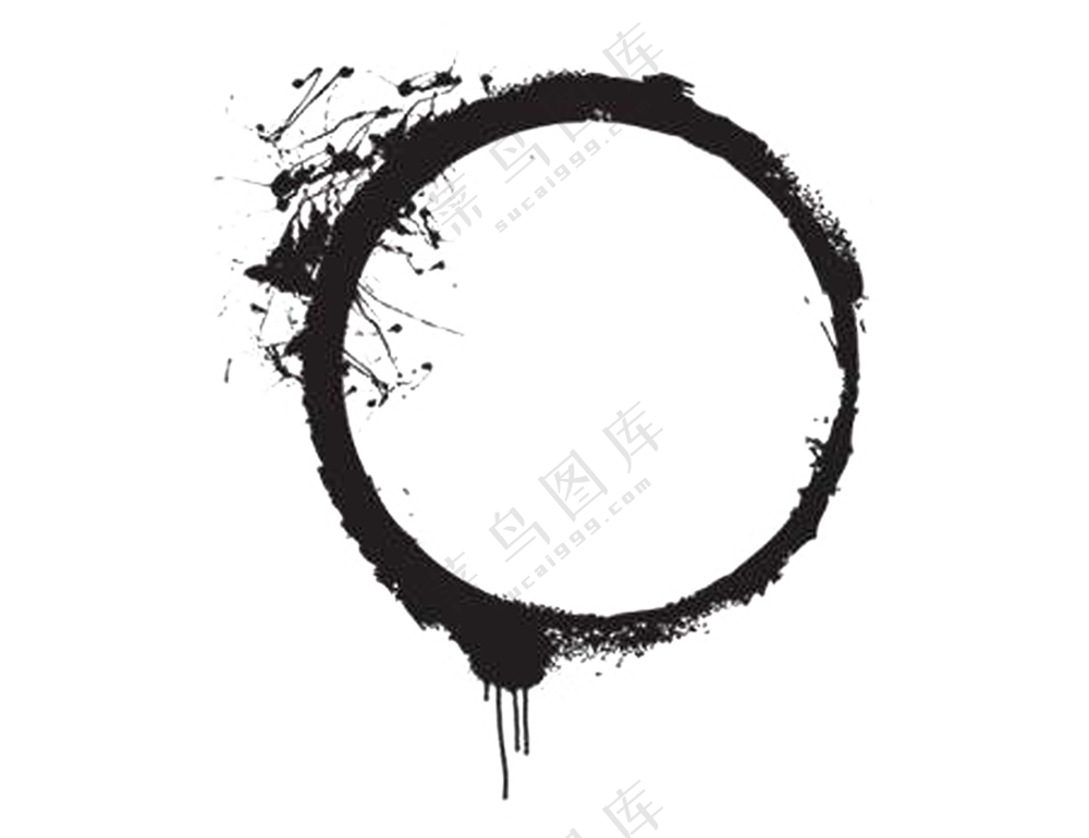 圆形样式黑白墨迹元素免抠图片素材
