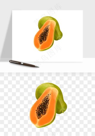 木瓜水果png免抠