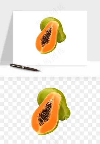 木瓜水果png免抠