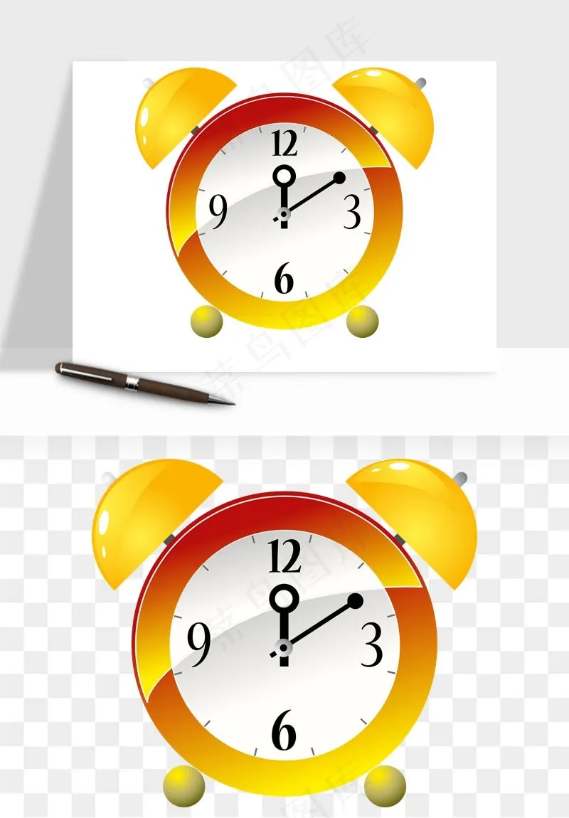 卡通手绘闹钟钟表png免抠