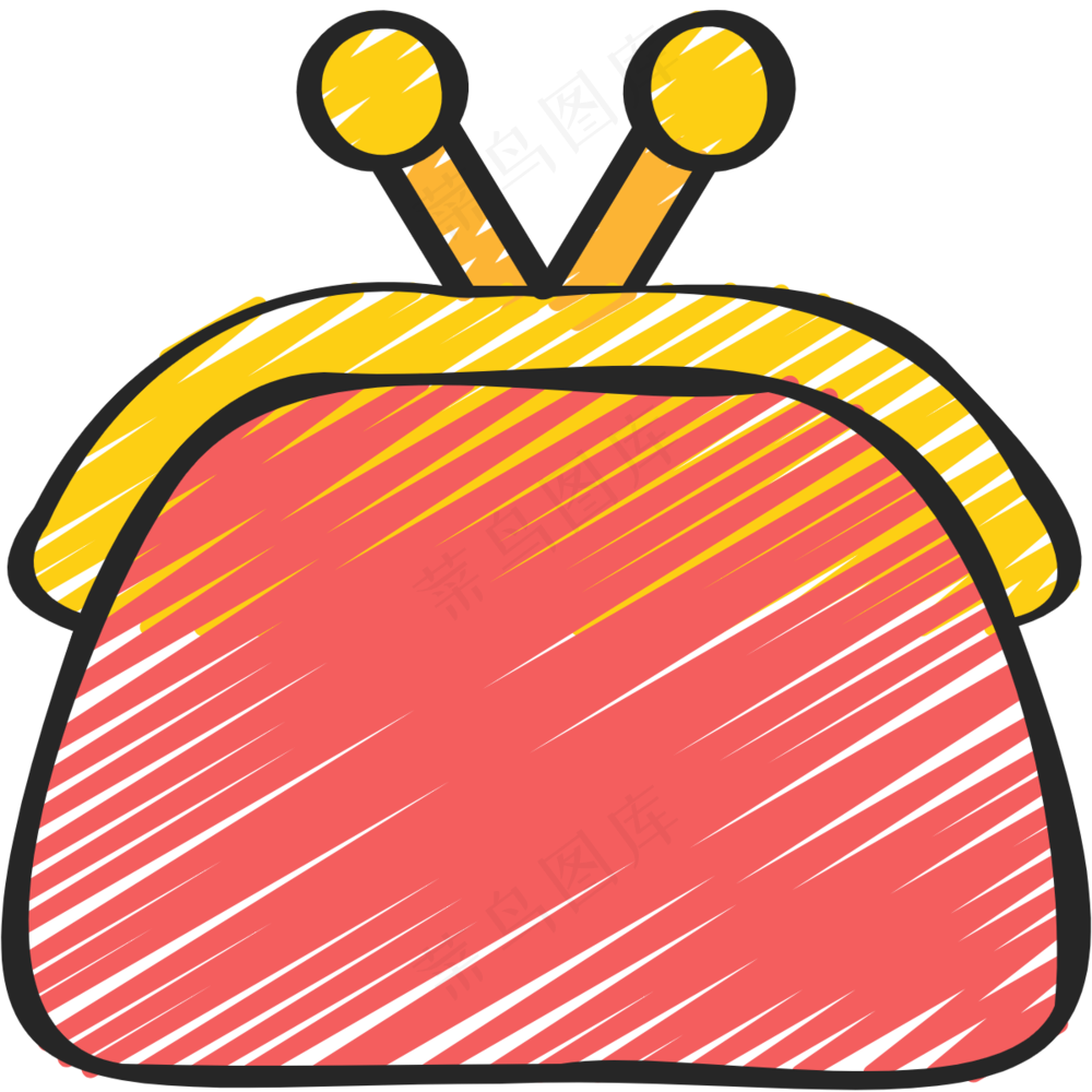 红色可爱零钱包 铅笔手绘图标icon