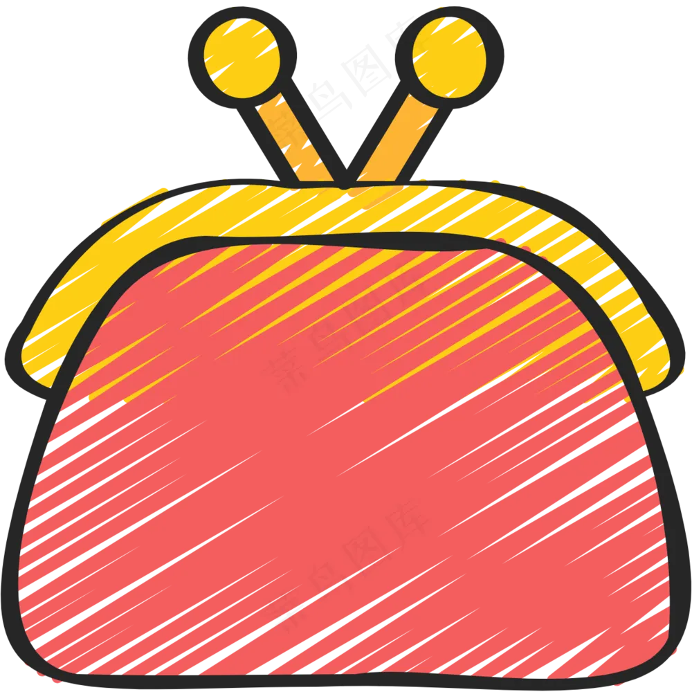 红色可爱零钱包 铅笔手绘图标icon