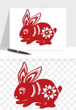 十二生肖剪纸中式纹样图案png免抠