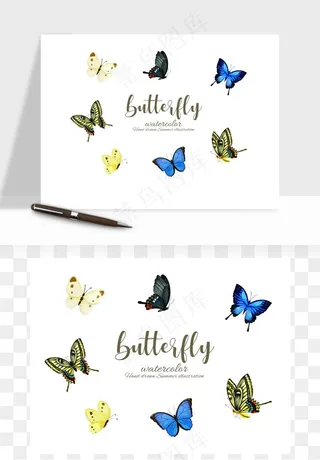 蝴蝶昆虫矢量png免抠