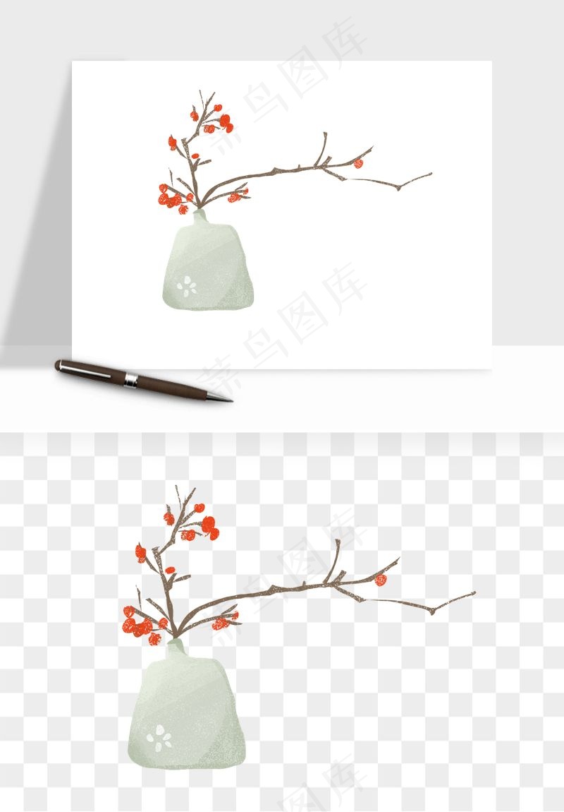 花瓶摆件花艺png免抠图