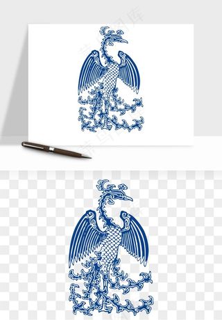 青花瓷花纹花卉图案png免抠
