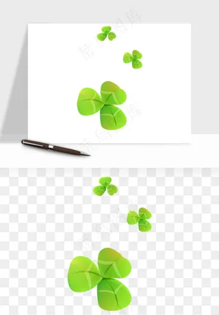 手绘四叶草幸运植物png免抠