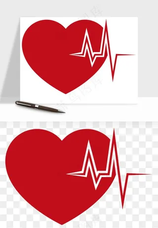 手绘心电图爱心线条png免抠