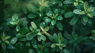 绿色植物绿叶上的露水雨水寒露摄影图