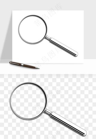 手绘放大镜镜片png免抠