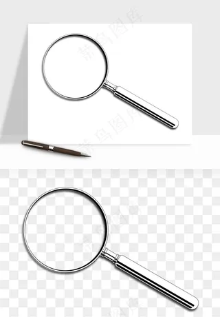 手绘放大镜镜片png免抠