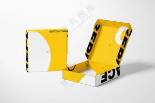 产品包装盒子飞机盒快递纸盒样机PS模板-13