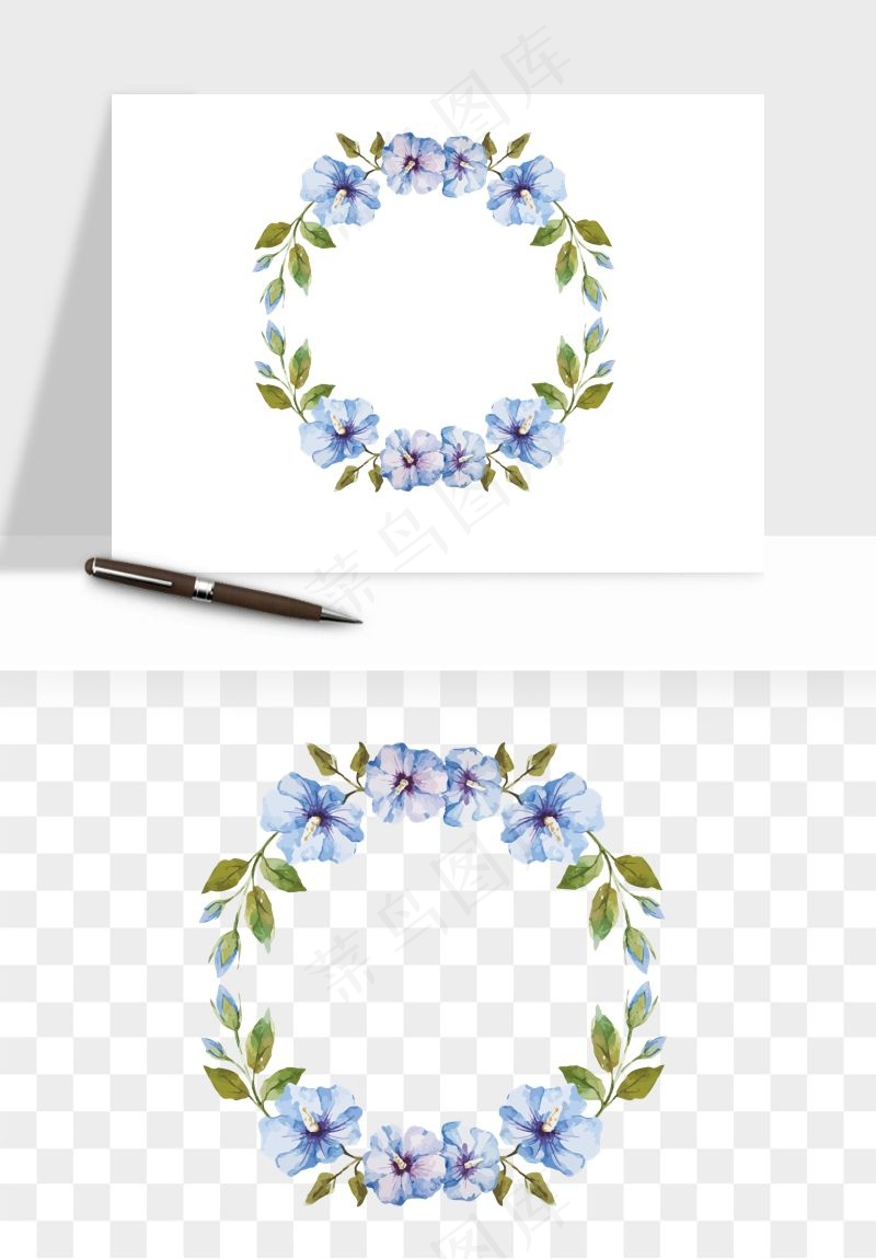 手绘花环边框浪漫png免抠