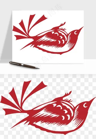 传统花鸟动物剪纸png免抠