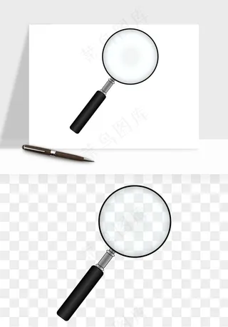 手绘放大镜镜片png免抠