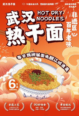 武汉热干面武汉小吃美食灯箱片海报