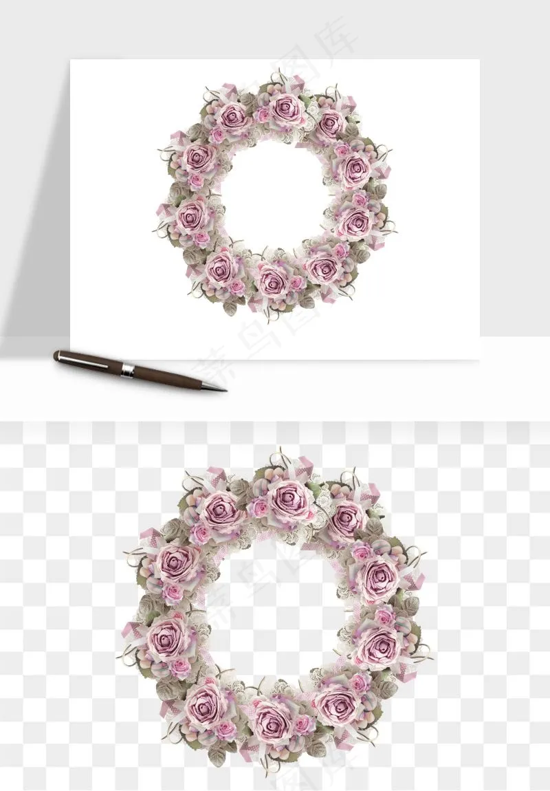 复古花卉相框欧式png免抠