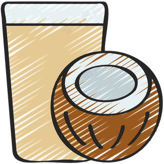 椰子汁 饮料 绿色健康食品 铅笔手绘图标icon