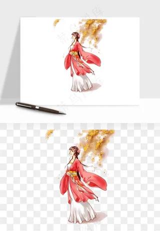 古风美人女子背影png免抠