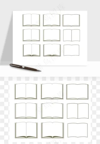 手绘书本打开书籍矢量png免抠