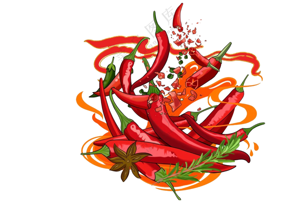 辣椒插图 重庆小面 调料 佐料