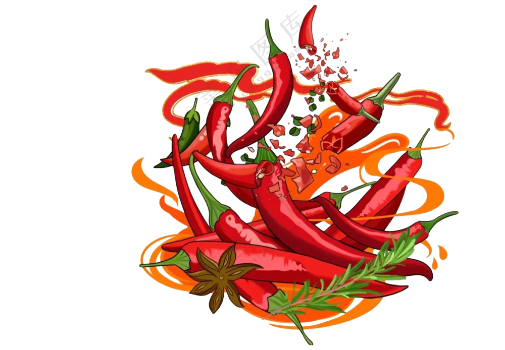 辣椒插图 重庆小面 调料 佐料