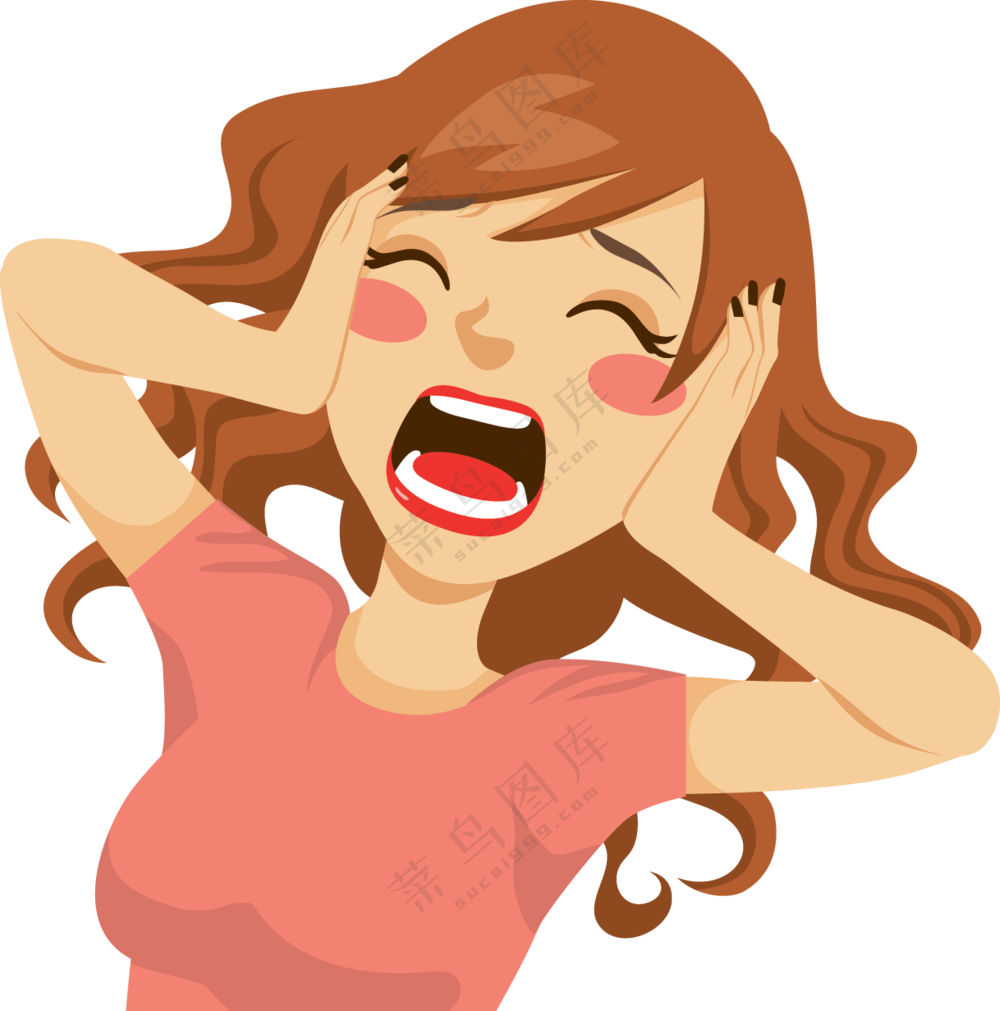 歇斯底里崩溃状态美女人物免抠图片