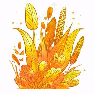 秋天黄色树叶卡通插画免抠