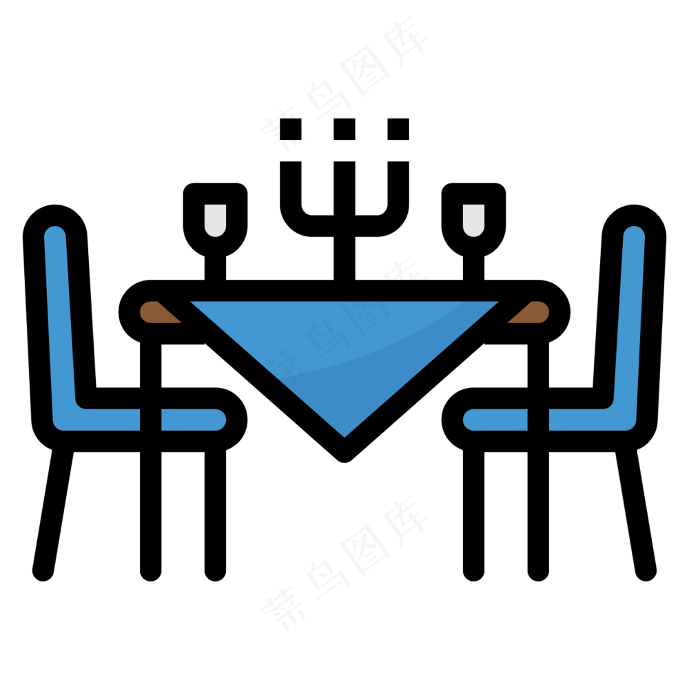 晚宴餐桌 线性色彩图标