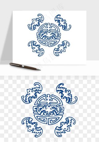 青花瓷花纹花卉图案png免抠