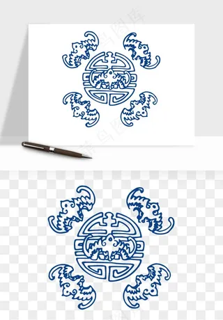 青花瓷花纹花卉图案png免抠