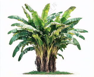 芭蕉树绿植景观白色背景摄影图