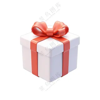 白色礼品盒红色蝴蝶结